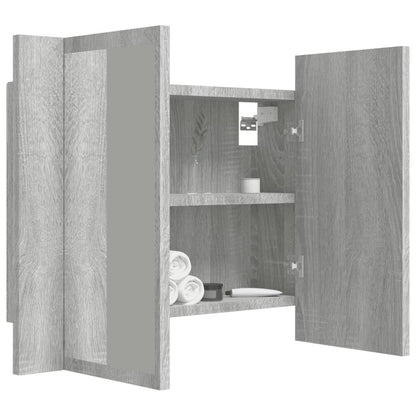 Armoire à miroir LED Sonoma gris 60x12x45 cm Bois d'ingénierie