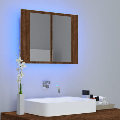 Armoire à miroir LED Chêne marron 60x12x45 cm Bois d'ingénierie