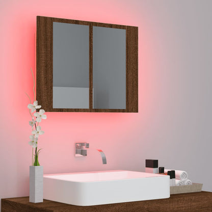 Armoire à miroir LED Chêne marron 60x12x45 cm Bois d'ingénierie