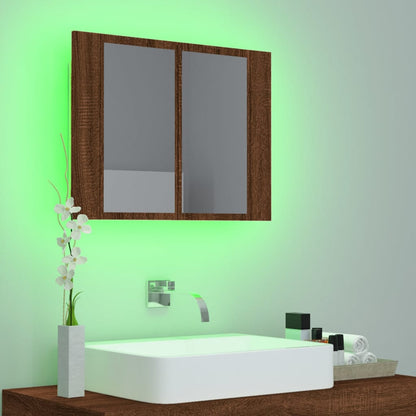 Armoire à miroir LED Chêne marron 60x12x45 cm Bois d'ingénierie