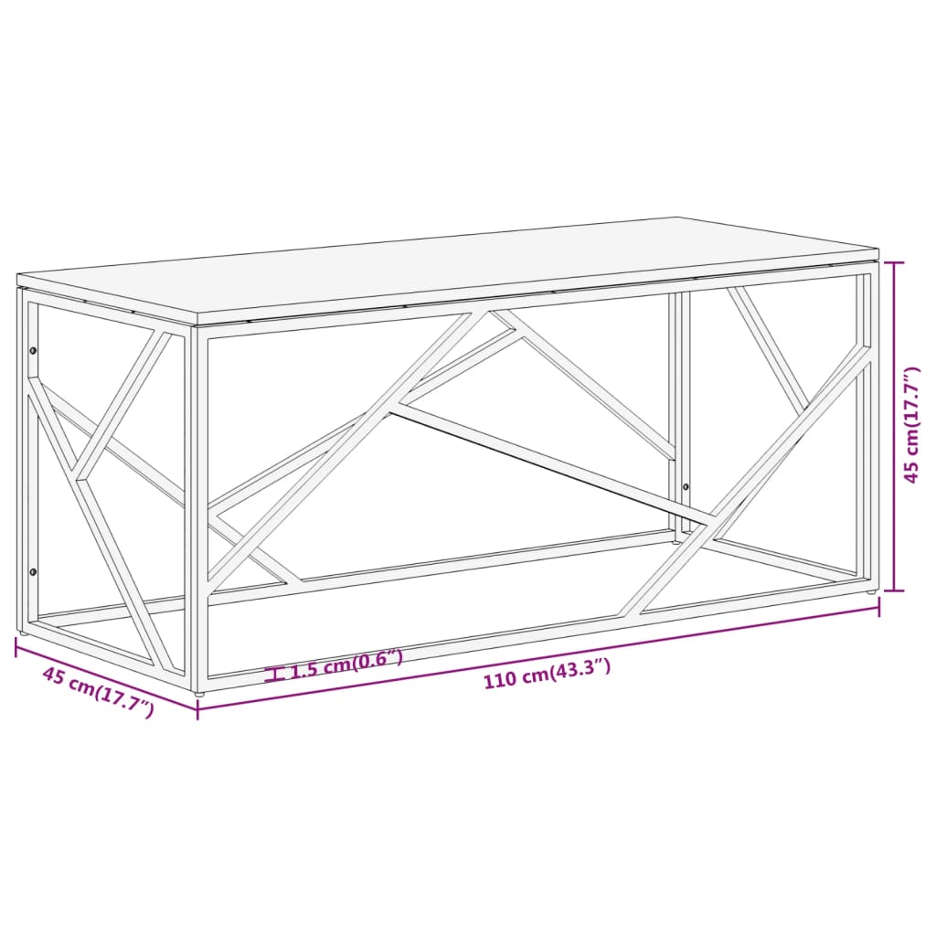 Table basse argenté inox et bois de récupération massif