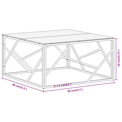 Table basse argenté acier inoxydable et verre trempé