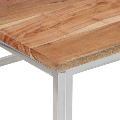 Table basse argenté acier inoxydable et bois massif d'acacia