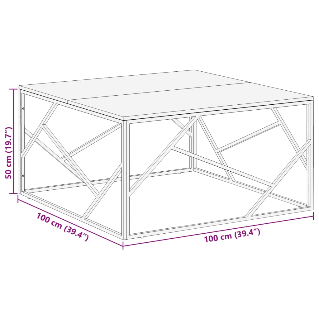 Table basse doré acier inoxydable et bois de mélèze massif