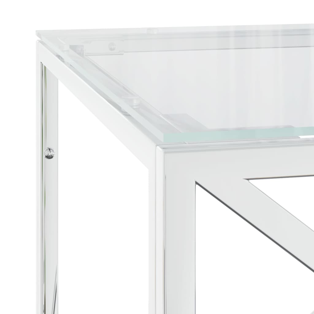 Table basse 110x45x45 cm acier inoxydable et verre