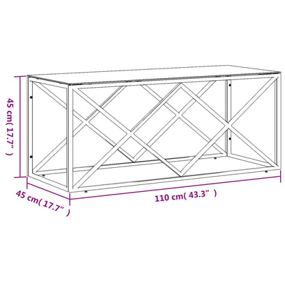 Table basse 110x45x45 cm acier inoxydable et verre