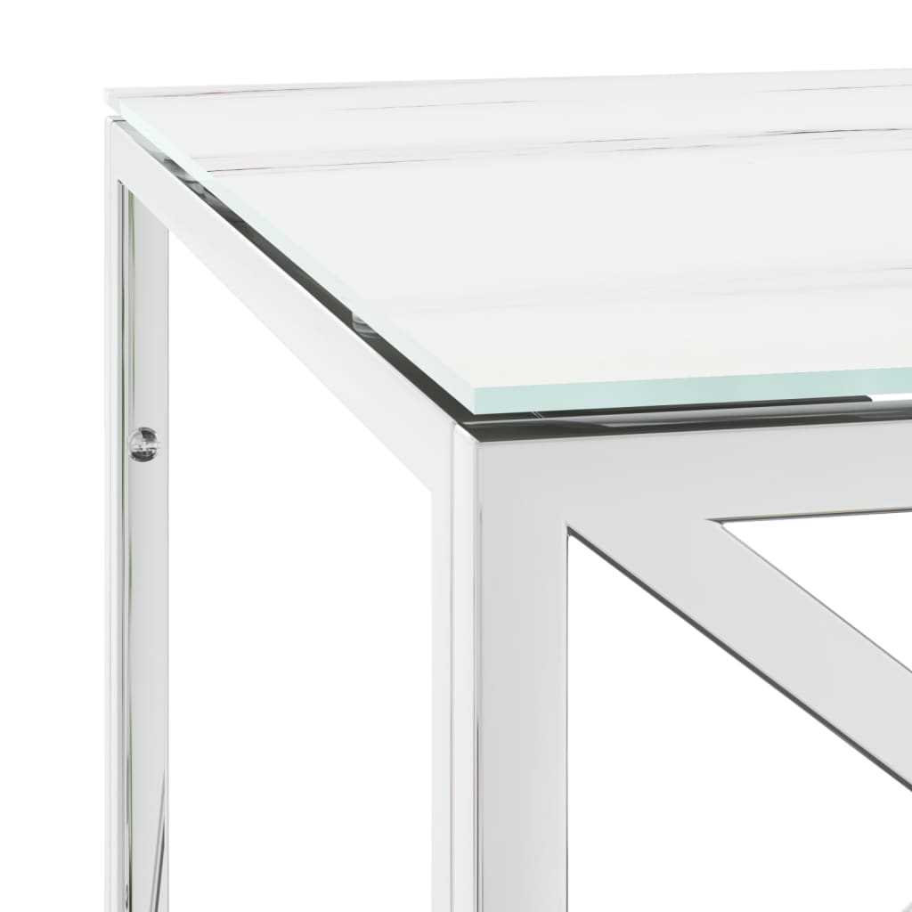 Table basse 110x45x45 cm acier inoxydable et verre