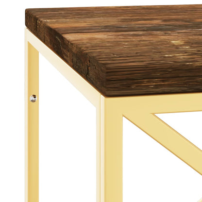 Table basse acier inoxydable et bois massif de récupération