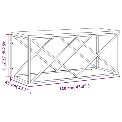 Table basse acier inoxydable et bois massif de récupération