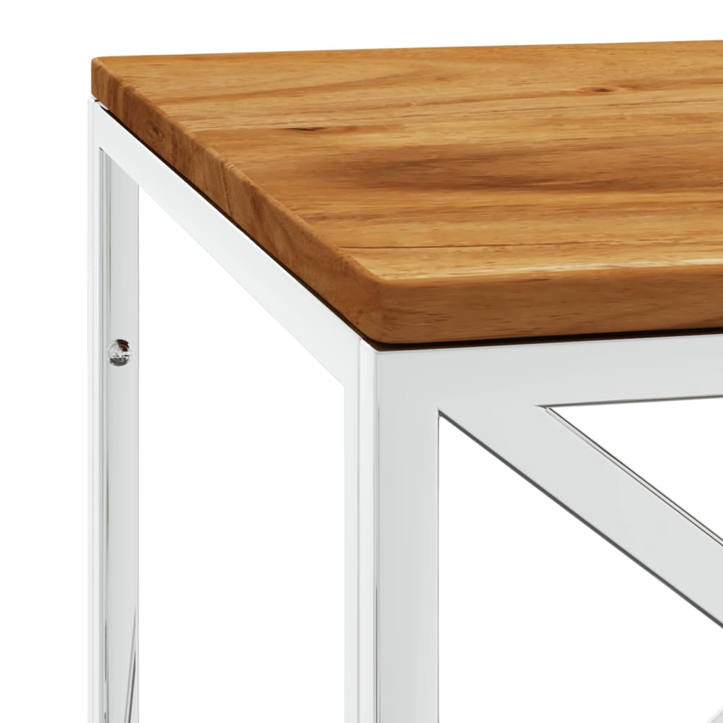 Table basse acier inoxydable et bois massif d'acacia