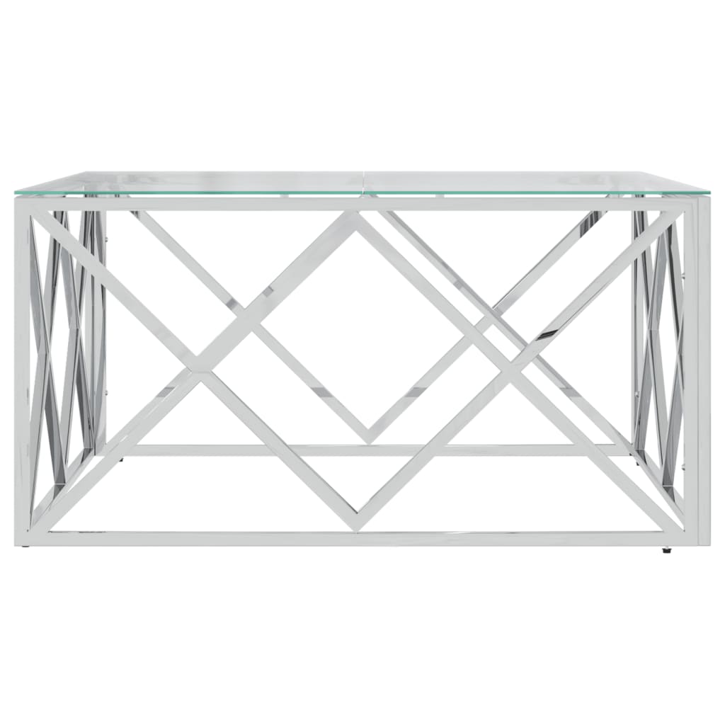 Table basse 80x80x40 cm acier inoxydable et verre