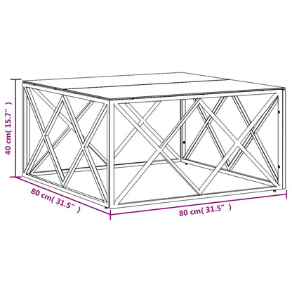 Table basse 80x80x40 cm acier inoxydable et verre