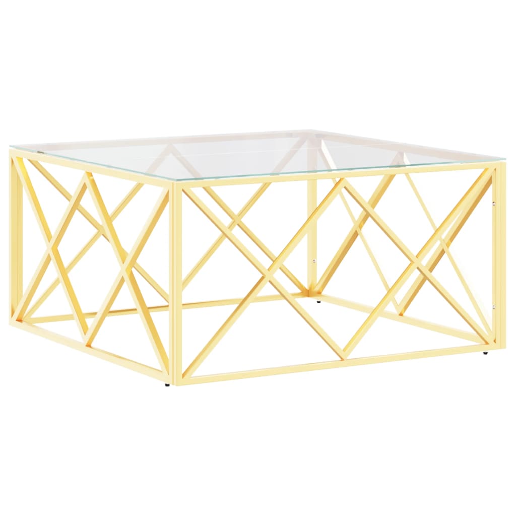 Table basse 80x80x40 cm acier inoxydable et verre