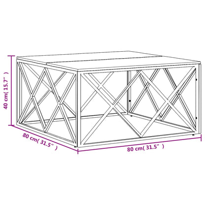 Table basse argenté acier inoxydable et bois massif d'acacia