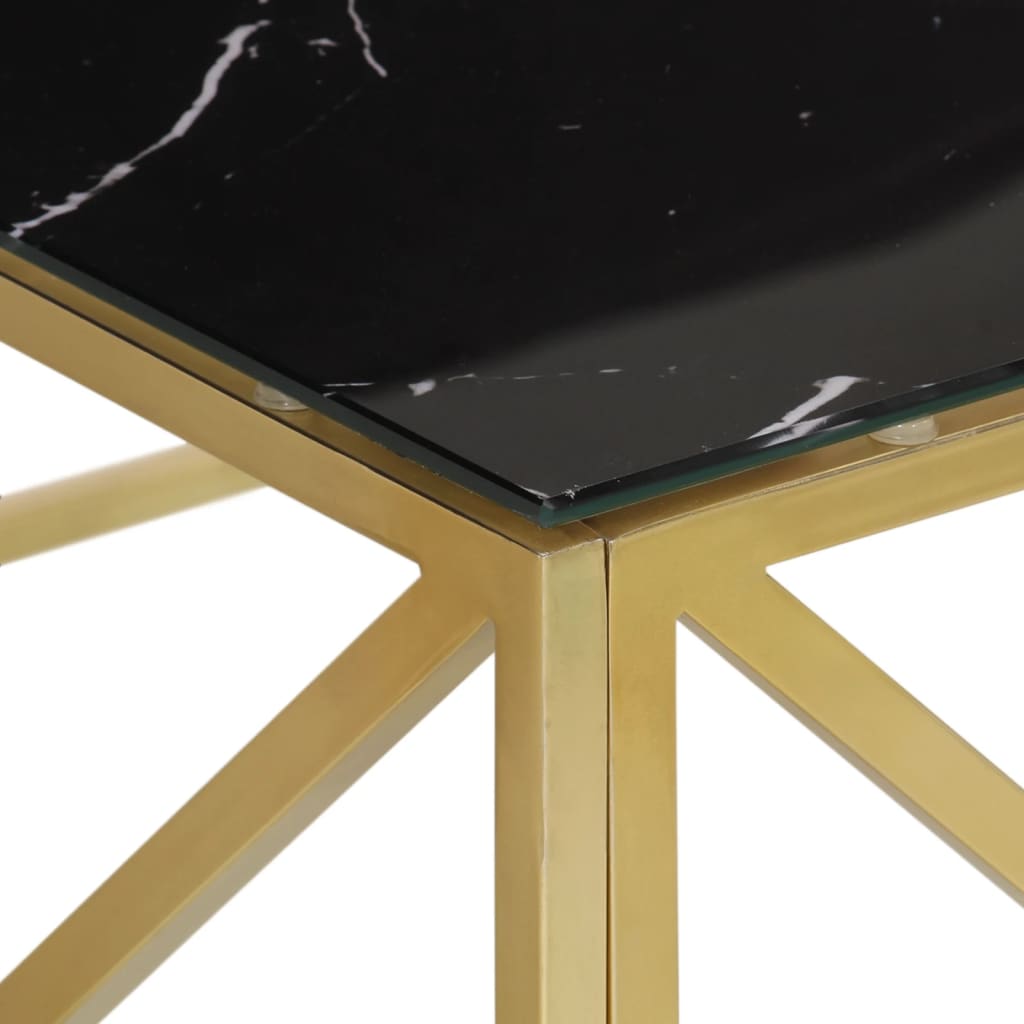 Table basse doré acier inoxydable et verre trempé