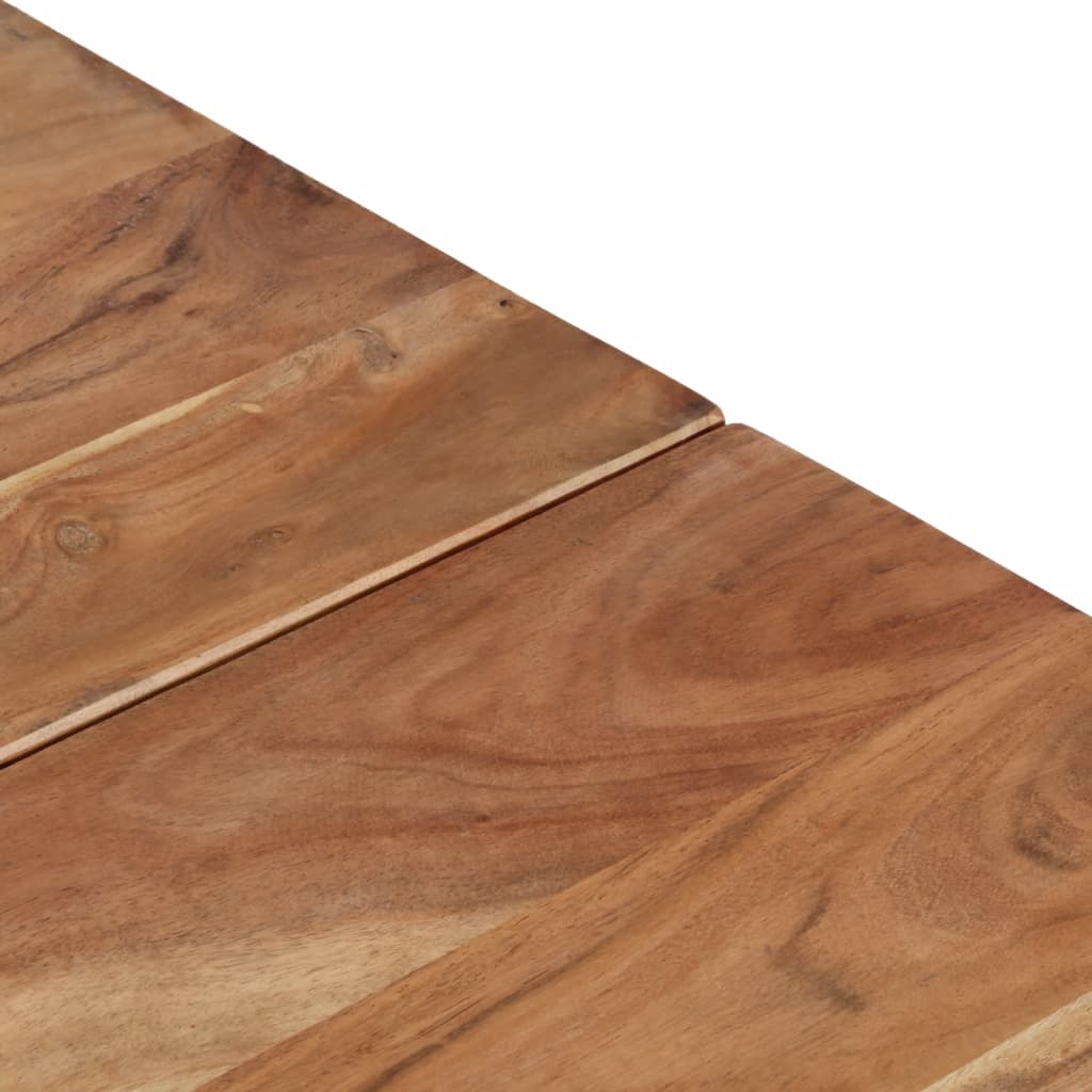 Table basse argenté acier inoxydable et bois massif d'acacia