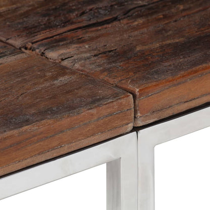 Table console argenté acier inoxydable et bois de mélèze massif