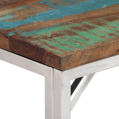 Table console argenté acier inoxydable/bois massif récupération