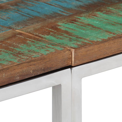 Table console argenté acier inoxydable/bois massif récupération