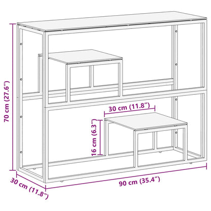 Table console argenté acier inoxydable et verre trempé