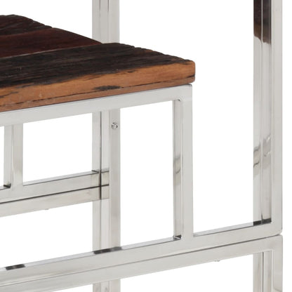 Table console argenté acier inoxydable et bois de mélèze massif