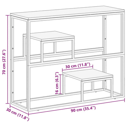 Table console argenté acier inoxydable et bois de mélèze massif