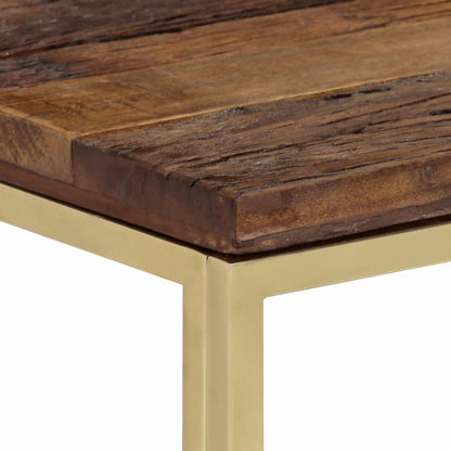 Table console doré acier inoxydable et bois de mélèze massif