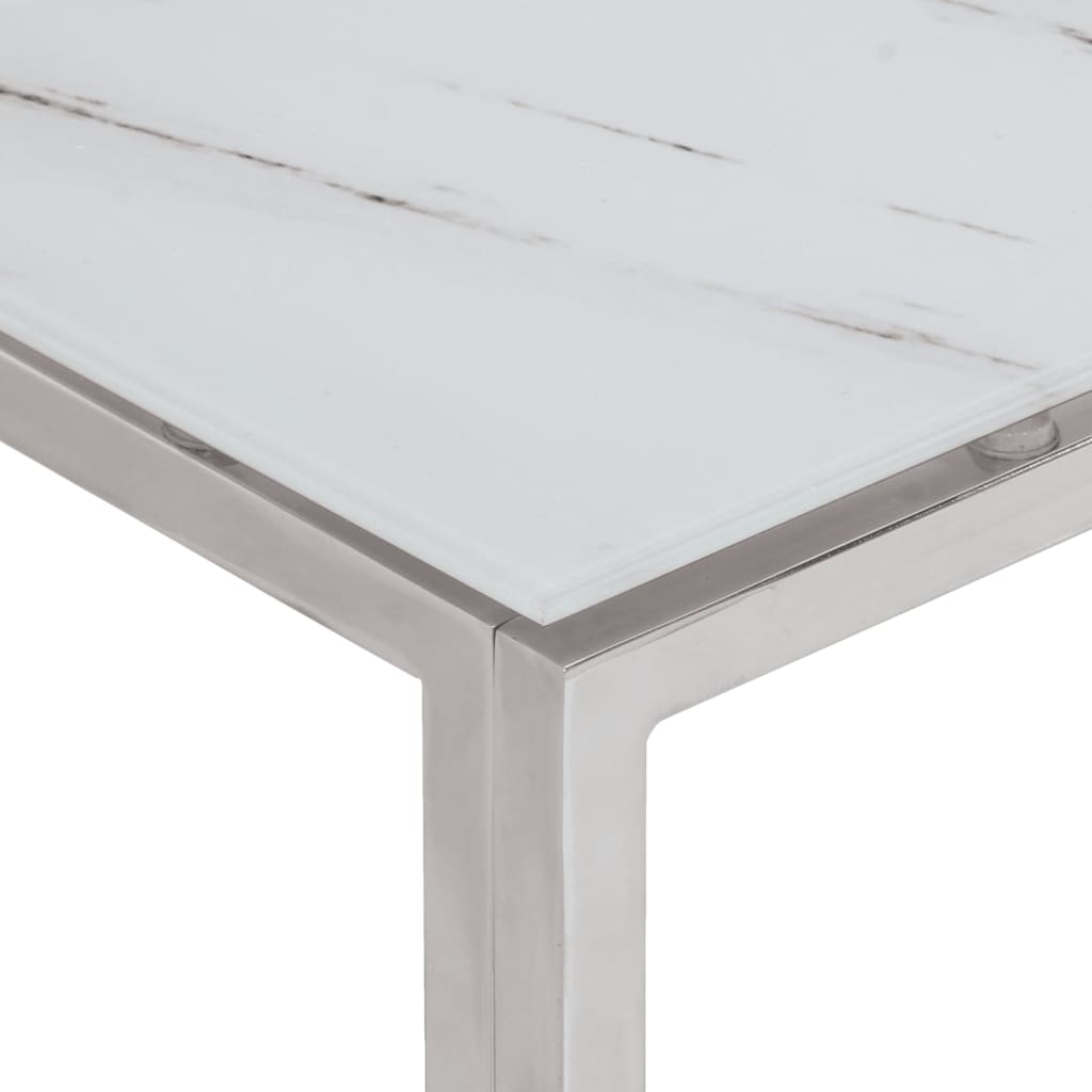 Table basse argenté acier inoxydable et verre trempé