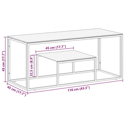 Table basse argenté acier inoxydable et verre trempé