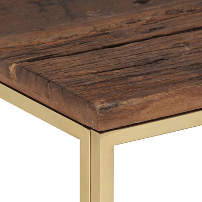 Table basse doré acier inoxydable et bois de mélèze massif