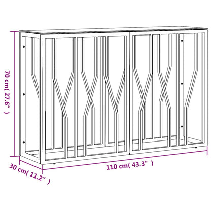 Table console 110x30x70 cm acier inoxydable et verre