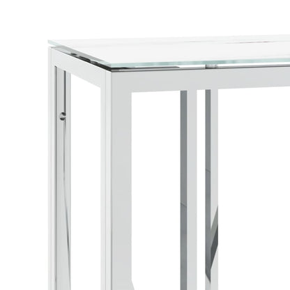 Table console argenté 110x30x70 cm acier inoxydable et verre