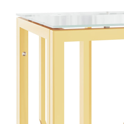 Table console doré 70x30x70 cm acier inoxydable et verre