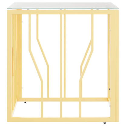 Table basse doré 50x50x50 cm acier inoxydable et verre