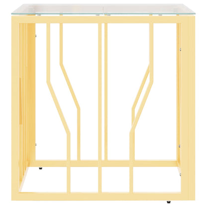 Table basse doré 50x50x50 cm acier inoxydable et verre