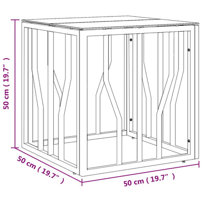 Table basse argenté 50x50x50 cm acier inoxydable et verre