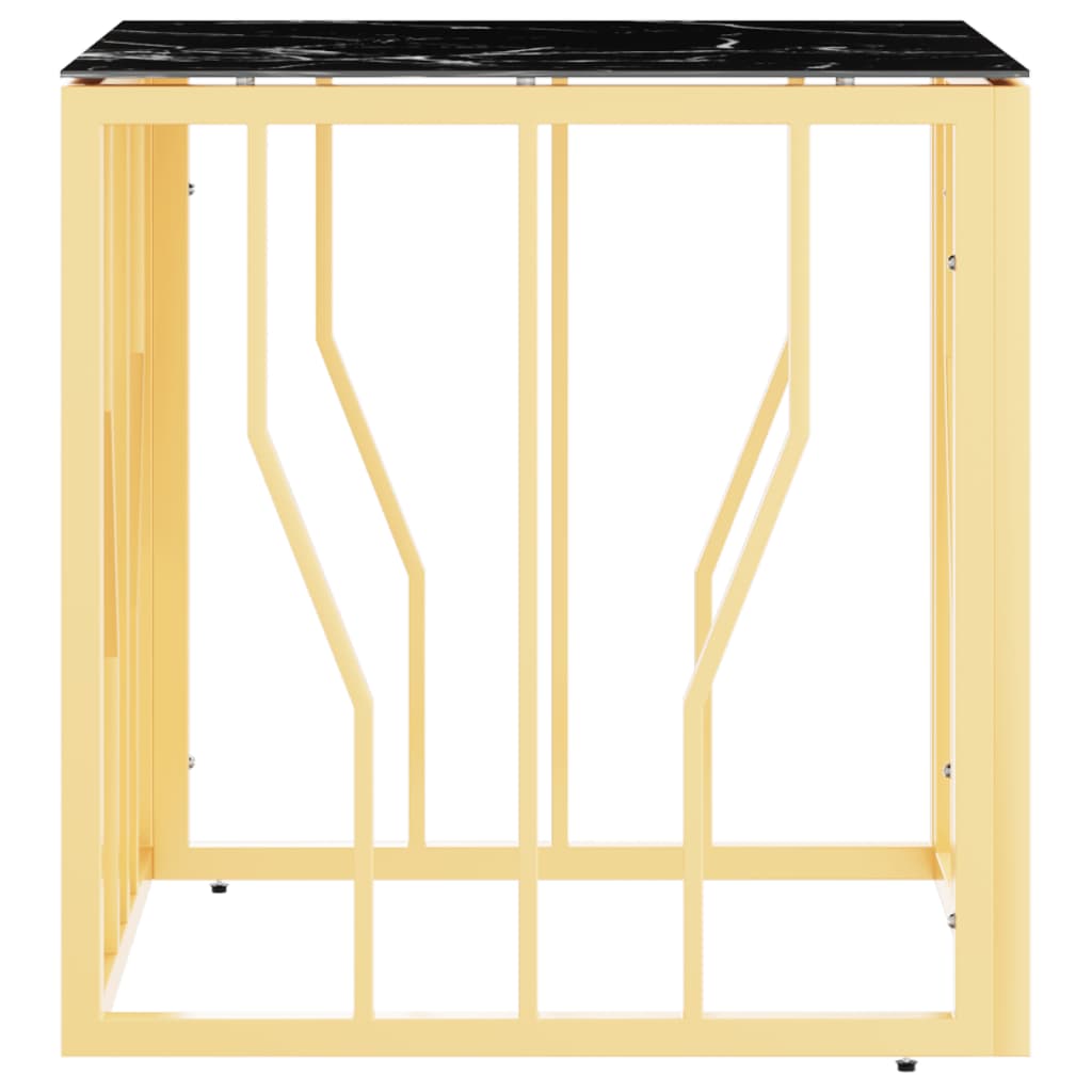 Table basse doré 50x50x50 cm acier inoxydable et verre