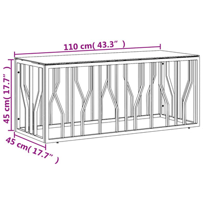 Table basse 110x45x45 cm acier inoxydable et verre