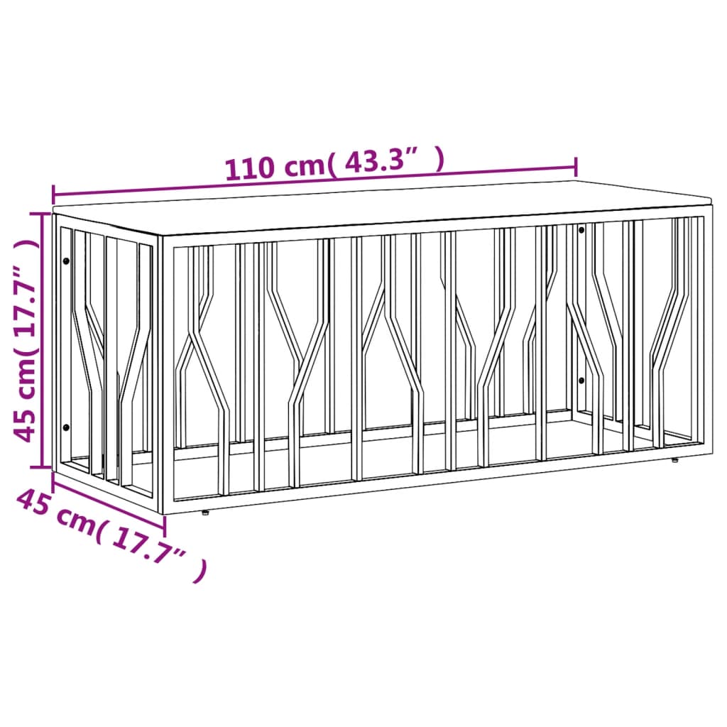 Table basse argenté acier inoxydable/bois massif récupération