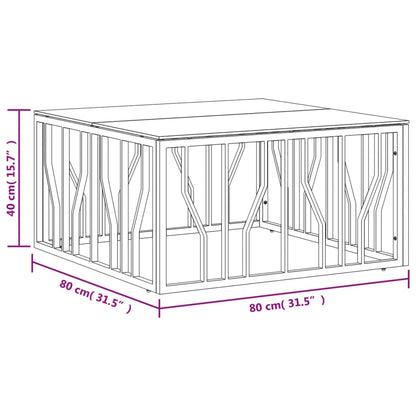 Table basse doré 80x80x40 cm acier inoxydable et verre