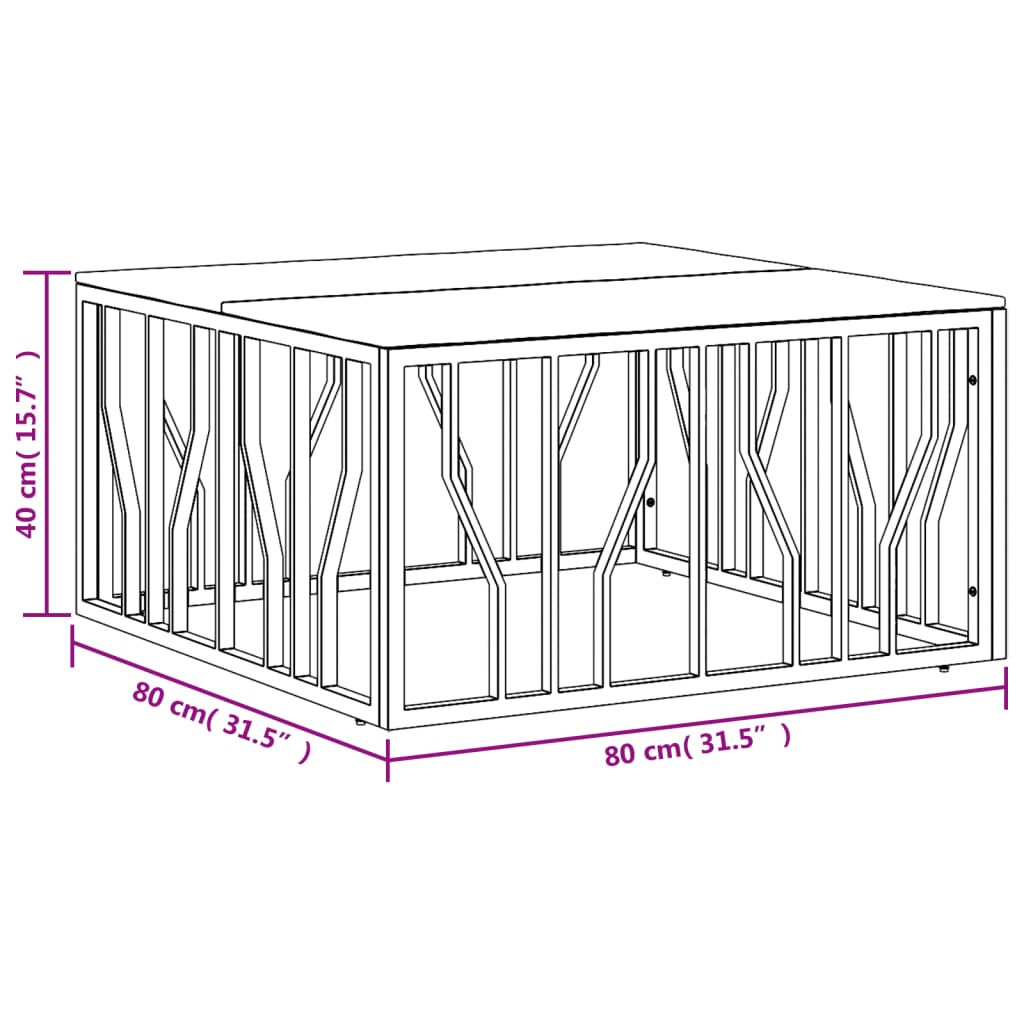 Table basse doré acier inoxydable et bois massif récupération