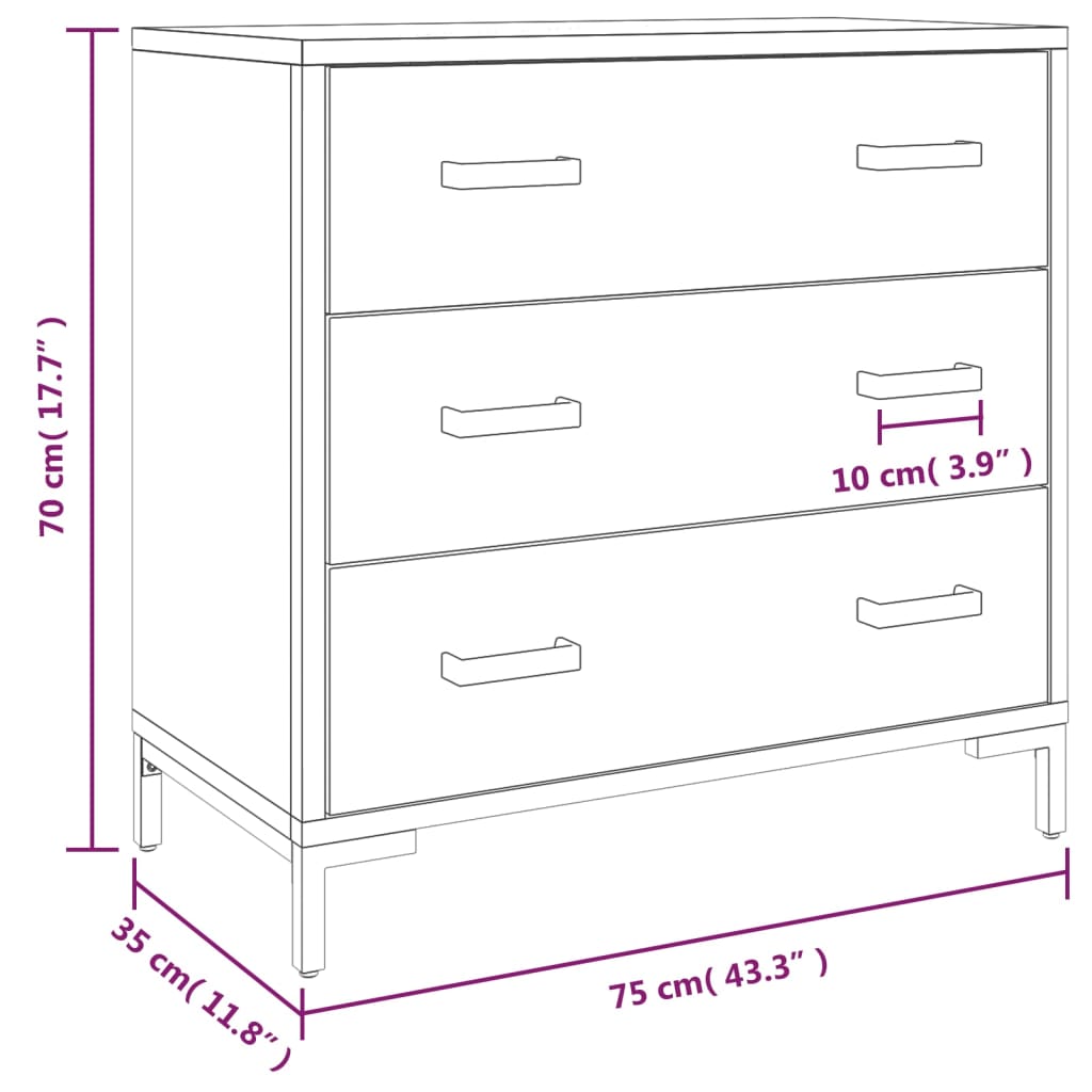 Commode 75x35x70 cm Bois de pin massif