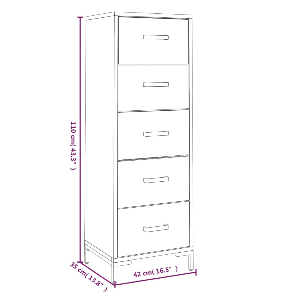 Commode 42x35x110 cm Bois de pin massif