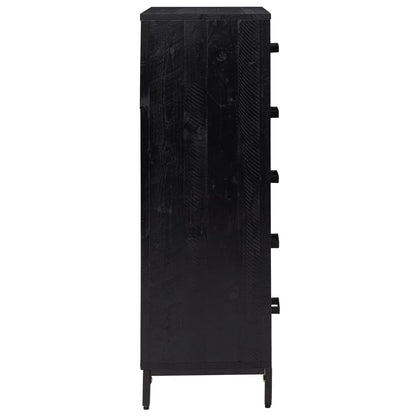 Commode Noir 42x35x110 cm Bois de pin massif