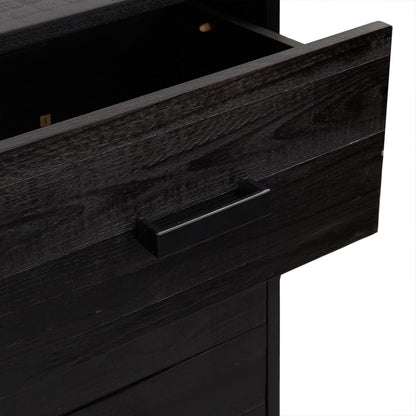 Commode Noir 42x35x110 cm Bois de pin massif