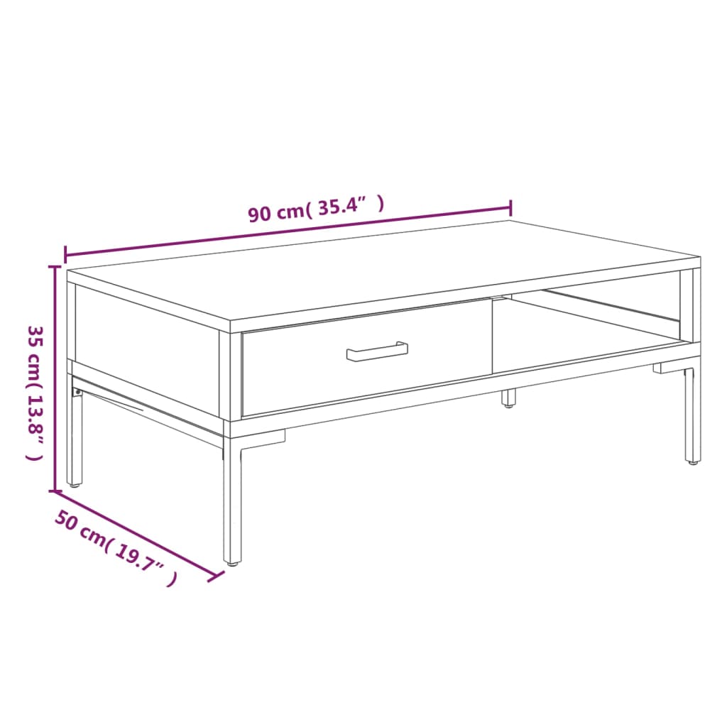 Table basse 90x50x35 cm Bois de pin massif