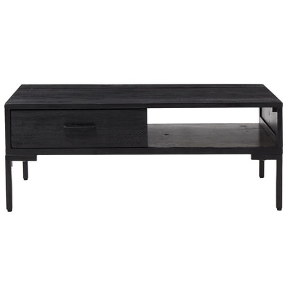 Table basse Noir 90x50x35 cm Bois de pin massif