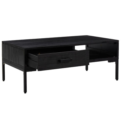 Table basse Noir 90x50x35 cm Bois de pin massif