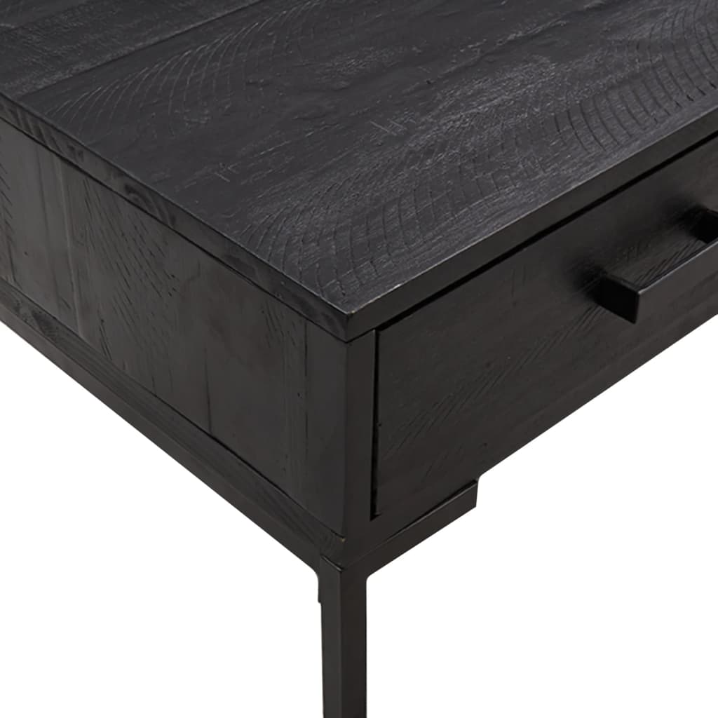 Table basse Noir 90x50x35 cm Bois de pin massif