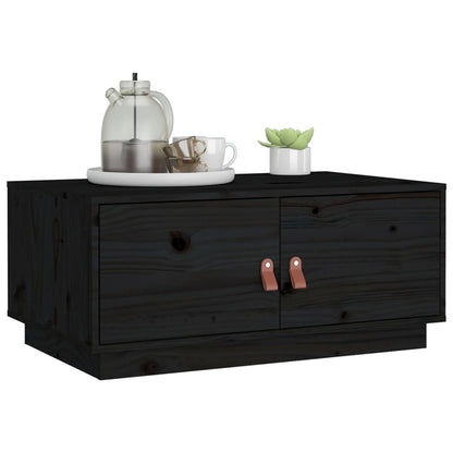 Table basse Noir 80x50x35 cm Bois massif de pin